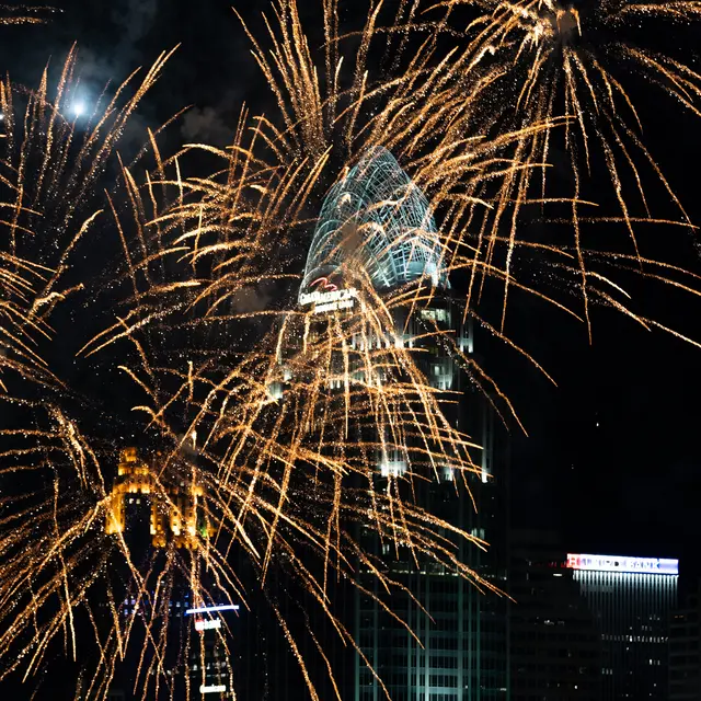 Aqua on the Levee - Fireworks, Urban, City