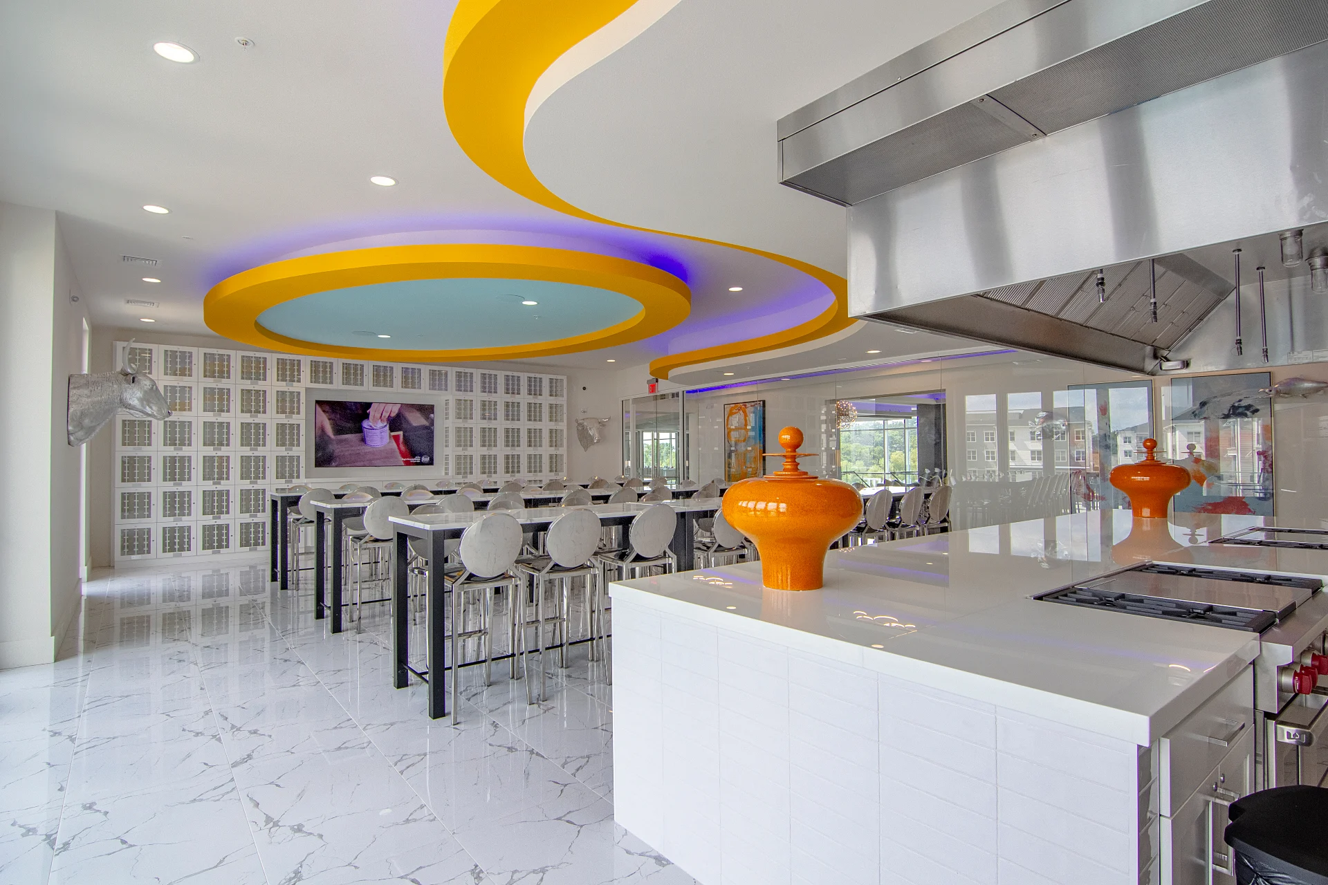 Photo of the gourmet Culinary Kitchen and wine vaults at The Pointe North Hills.