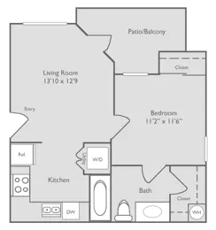 A1U-1 bedroom, 1 bathroom