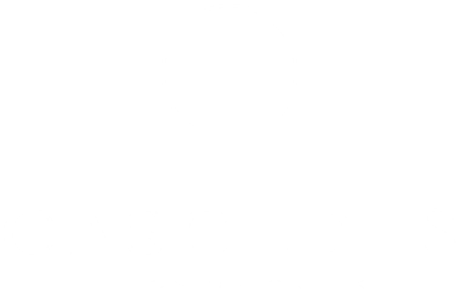 Logo for Cascades at Onion Creek in a sleek white design featuring geometric elements.
