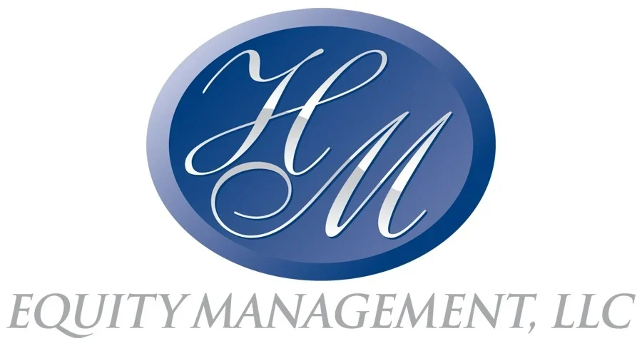 HM Equity Management, LLC Logo Logo of HM Equity Management, LLC featuring a stylized blue oval with the letters 'HM' in a cursive font and 'EQUITY MANAGEMENT, LLC' in a formal typeface beneath.