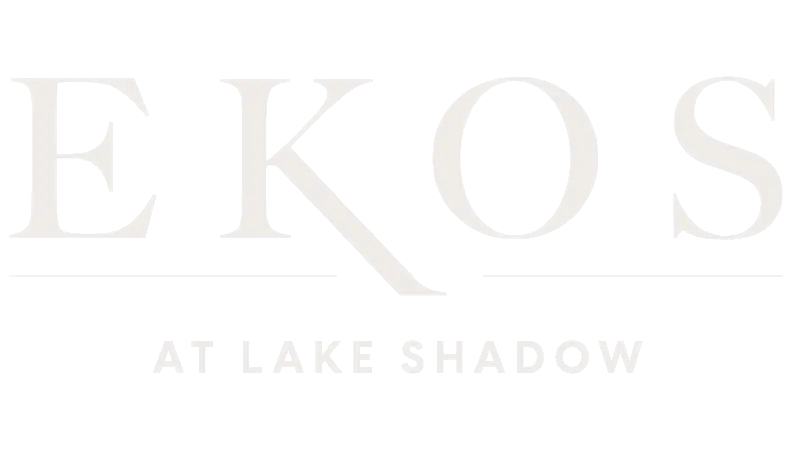 EKOS Lake Shadow Logo of Ekos at Lake Shadow in white text.