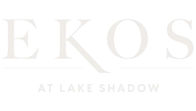 EKOS Lake Shadow Logo of Ekos at Lake Shadow in white text.