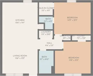 2 Bed 1.5 Bath 1 Level - B1