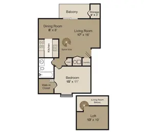 1 bed/1 bath Loft