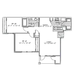 2 Bedroom, 1 Bathroom