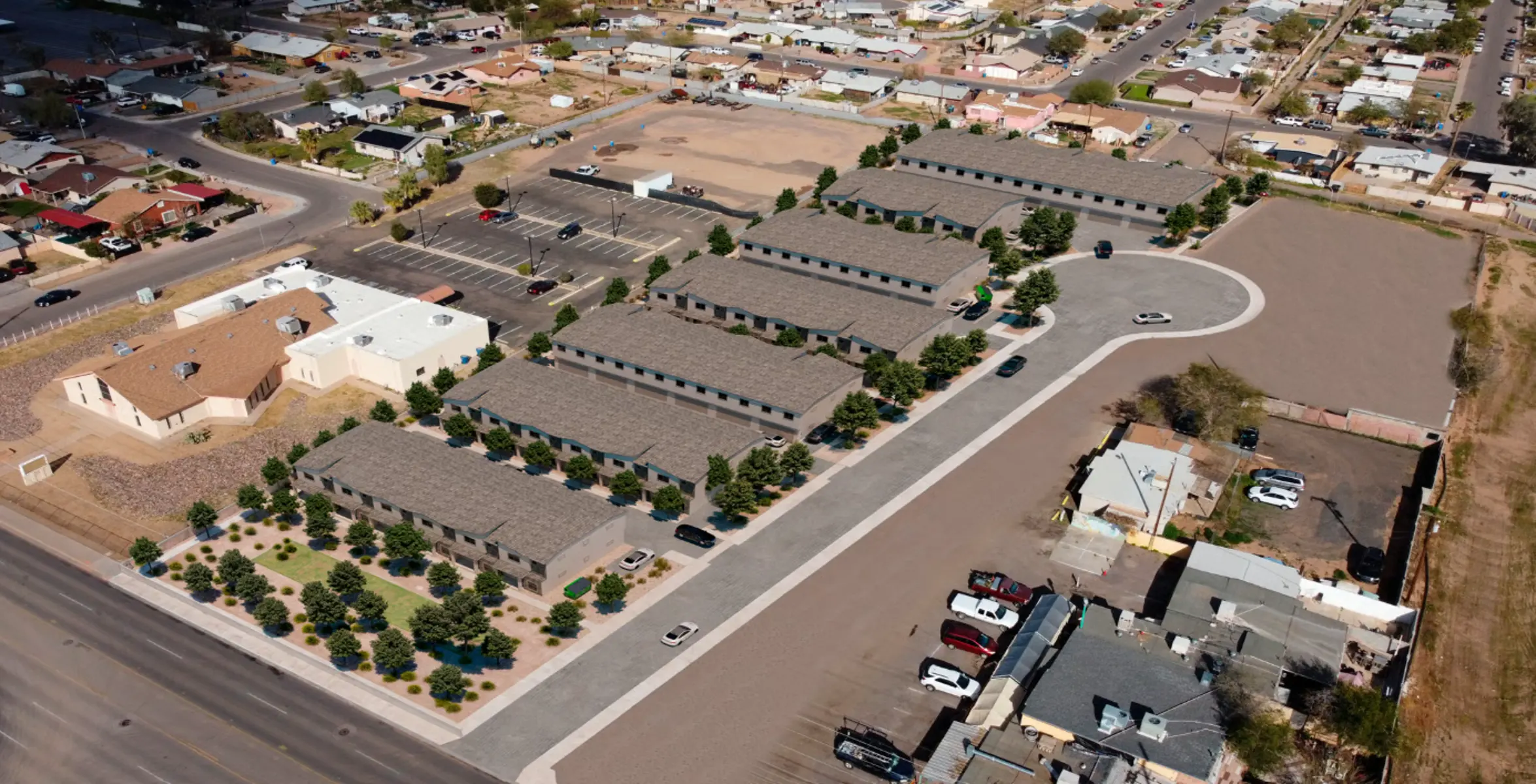 Aerial community view at South Mountain Shadows.