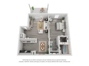 1x1C Renovated 670 sq ft