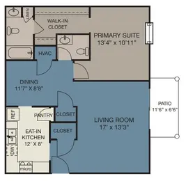 1 Bed/1.5 Ba Dn