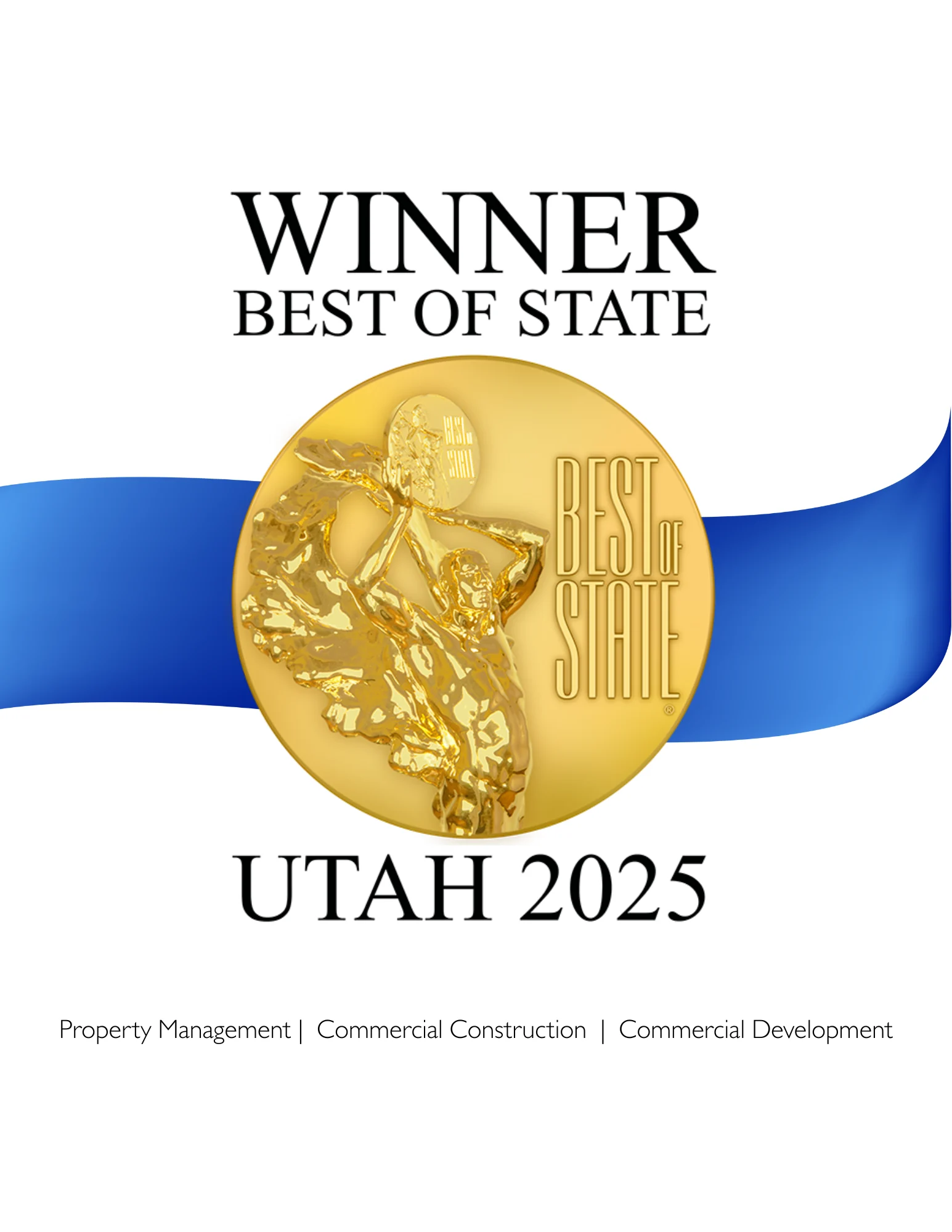 Best of State Winner, Utah 2025 Graphic displaying a gold medal design on a white background indicating a Best of State award for Utah in 2025.