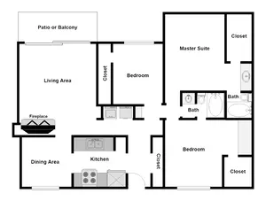 3 Bedroom/2 bathroom with Fireplace