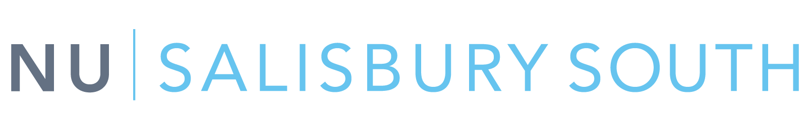Logo for NU Salisbury South featuring the text 'NU' and 'Salisbury South' in different colors