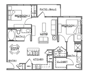 B1 - 2 Bed | 2 Bath | 60