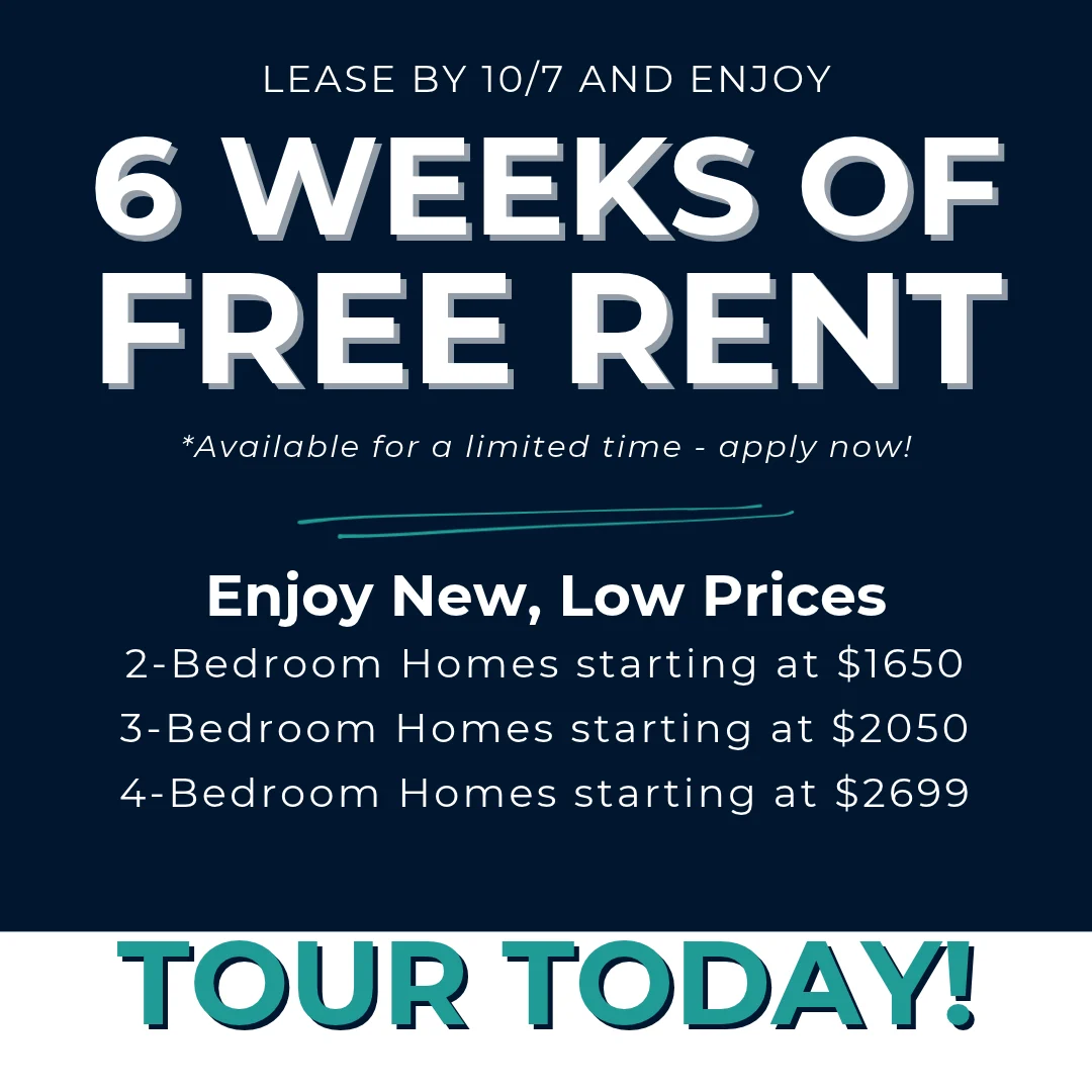 Promotional poster for a rental property offering free rent.