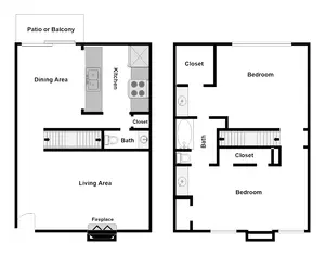 2 Bedroom/ 1.5 Bathroom- Townhome