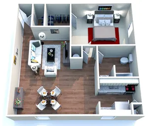 1 bedroom, 1 bathroom