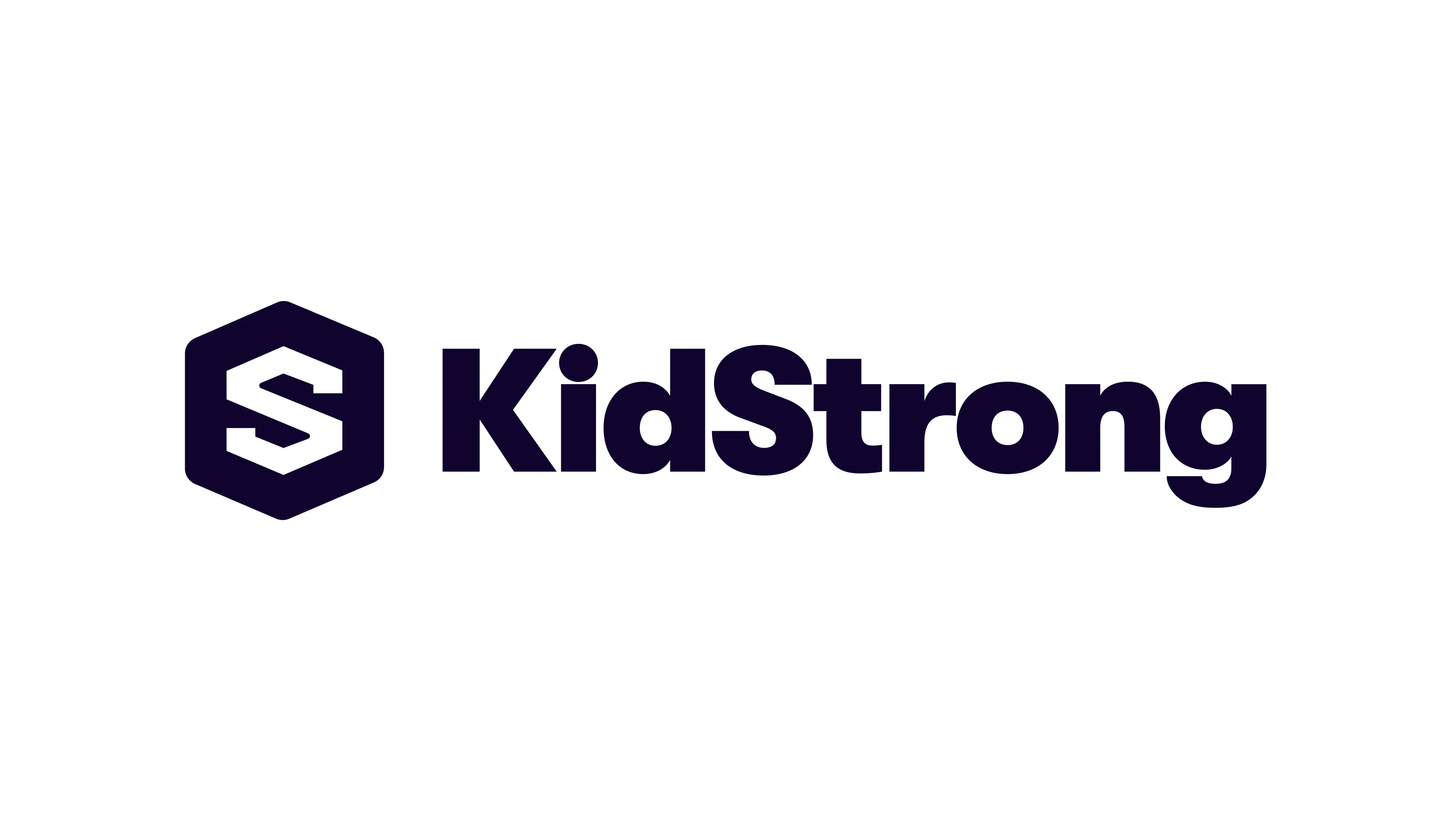 Logo of KidStrong featuring a stylized 'S' in a hexagon followed by the word 'KidStrong' in bold letters.