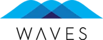 Logo featuring stylized blue waves with the word 'WAVES' in bold black letters beneath.