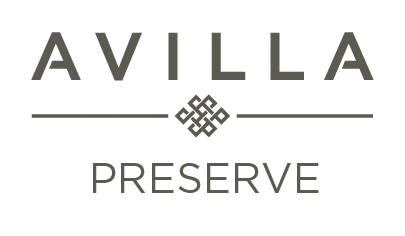 Logo of Avilla Preserve featuring the name in uppercase letters with a decorative element in the center.