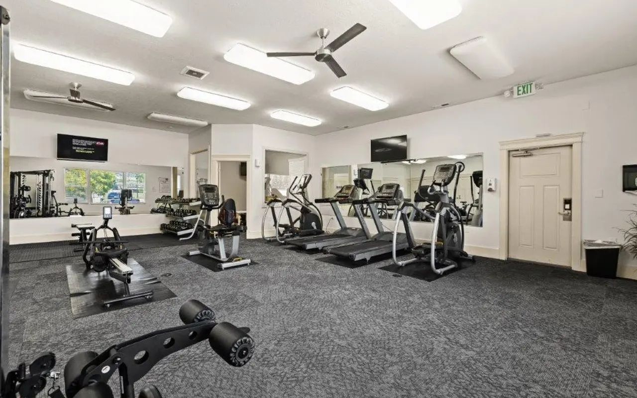 Modern Gym Interior Interior view of a gym with exercise equipment