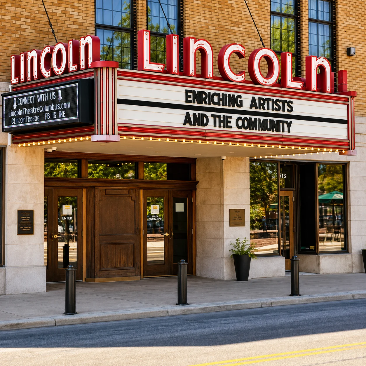 Lincoln Theater Exterior view of the Lincoln Theater with marquee signage