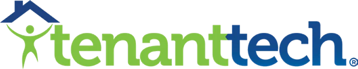 TenantTech Brand Logo Logo of TenantTech featuring a stylized house and a figure with raised arms, in blue and green colors.