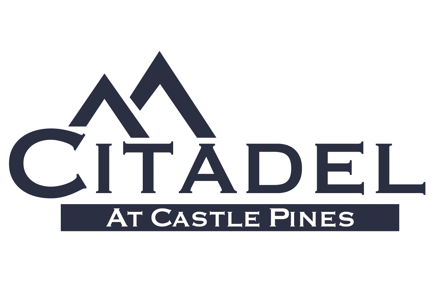 Logo of Citadel at Castle Pines featuring stylized mountains and bold text.
