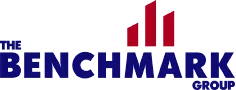 The Benchmark Group Logo Logo of The Benchmark Group featuring stylized bars and text in blue and red.