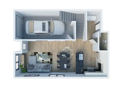 Floor-plan diagram at San Mateo Townhomes.