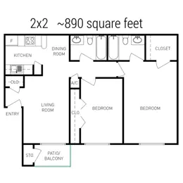 2 Bedroom 2 Bath 50%