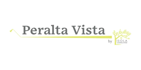 Logo of Peralta Vista by Isola Communities featuring the text 'Peralta Vista' in stylized font with a tree icon and the words 'by Isola Communities'.