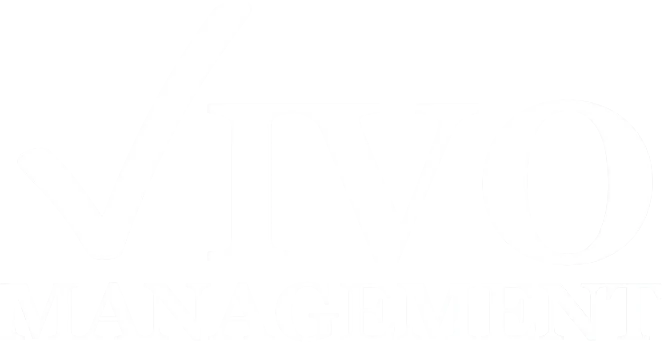 Vivo Management logo featuring a check mark and stylized text.