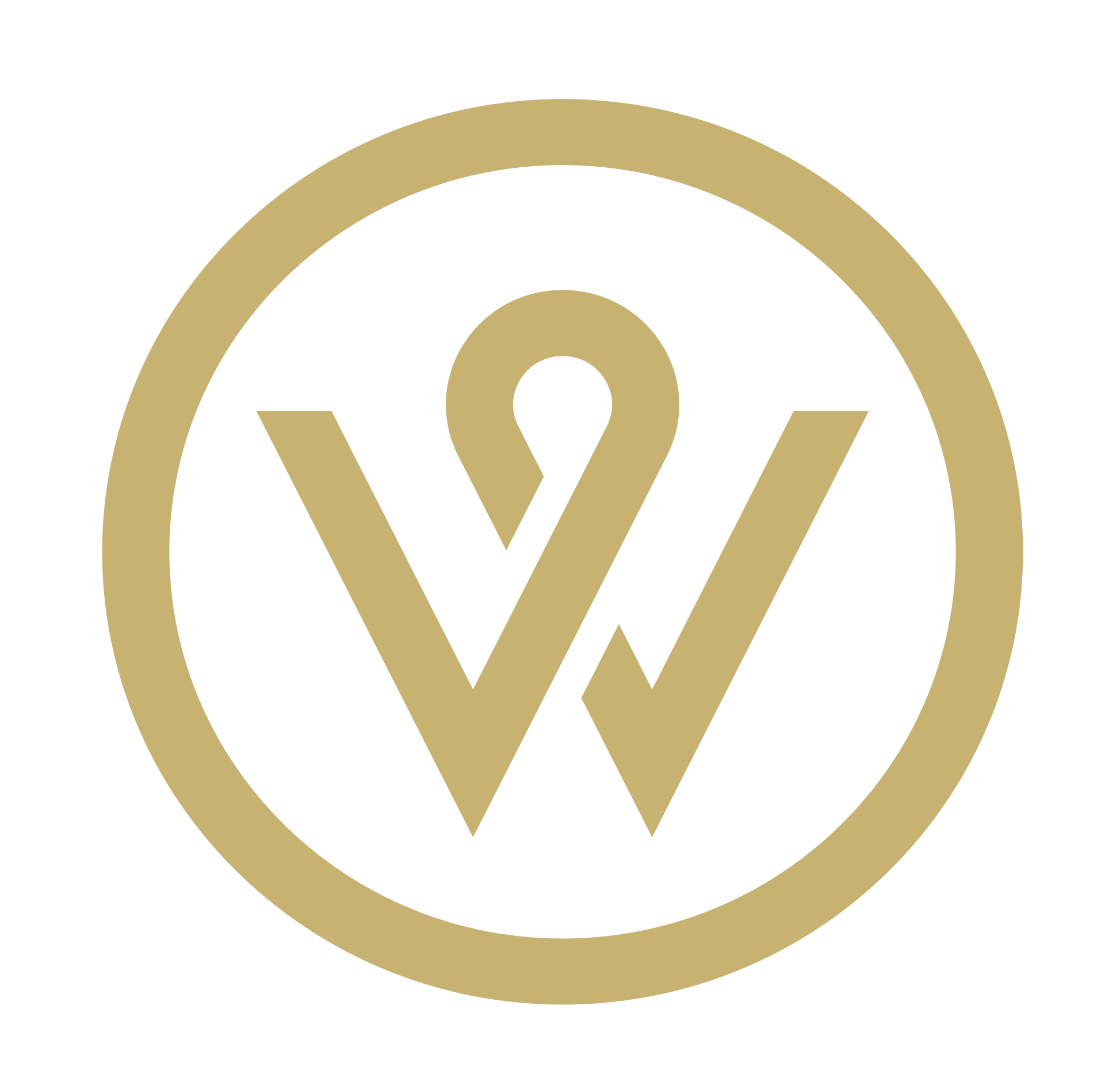 A circular logo featuring stylized letters 'V' and 'W' in a minimalist design.