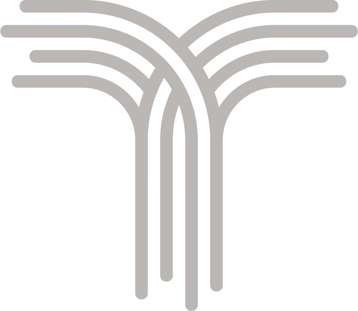 Stylized Tree Logo A stylized logo resembling a tree with multiple branches extending upward, designed in a minimalist style with white lines.