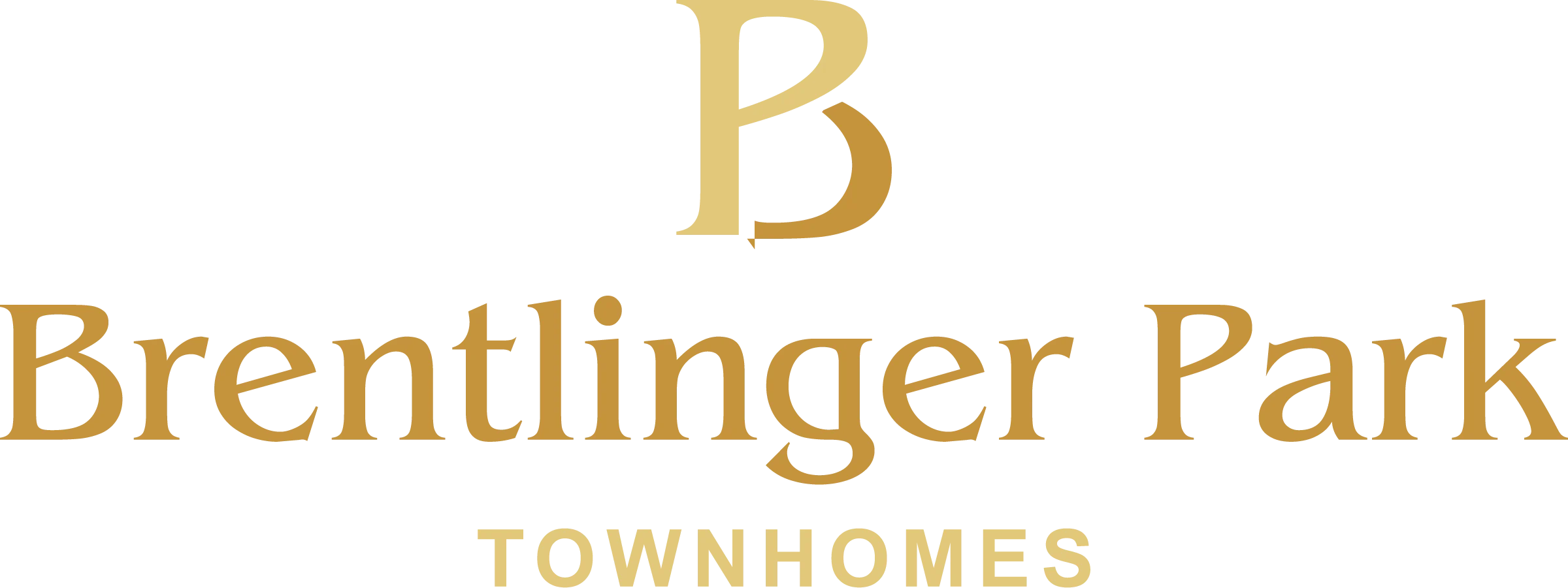 Logo of Brentlinger Park Townhomes featuring an elegant design with a prominent 'B' and golden text.