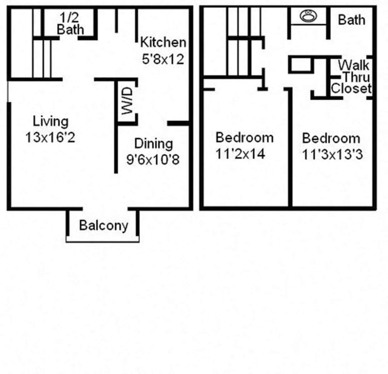 2 bedroom 1 bathroom floor plan image at The Carrington Apartments in Hendersonville TN 2.jpg 2 bedroom 1 bathroom floor plan image at The Carrington Apartments in Hendersonville TN 2.jpg