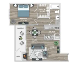 A2 | 1 Bed | 1 Bath | Premium