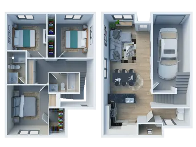 Three Bedroom Two And A Half Bathroom 1294 Sq Ft With Attached Garage