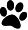 Silhouette of a paw print with distinct toe pads and a rounded base