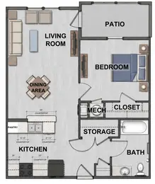 1 bedroom 60%