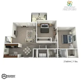 2 Bedroom, 1 Bathroom