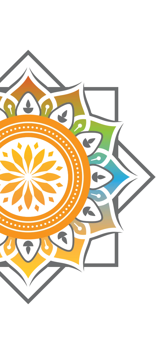 Colorful mandala design featuring intricate patterns and vibrant colors.