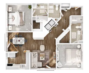 2 bedroom; 2 bathroom
