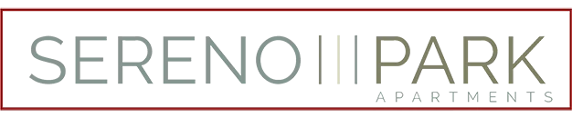 Logo of Sereno Park Apartments featuring stylized text and a modern design.