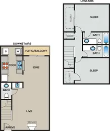 E1P | 2 Bed | 2.5 Bath | 1192 SQFT