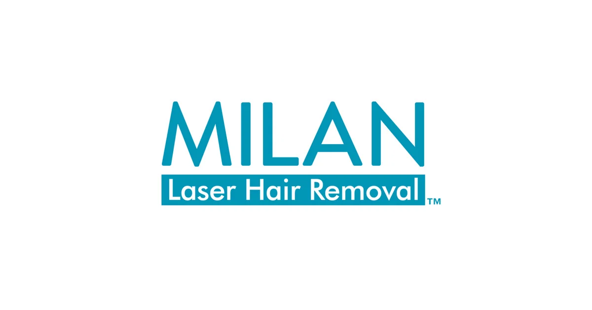 Milan Laser Hair Removal logo featuring the name 'MILAN' in bold blue letters above the text 'Laser Hair Removal'