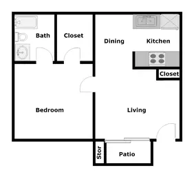 1 bedroom/1 bathroom