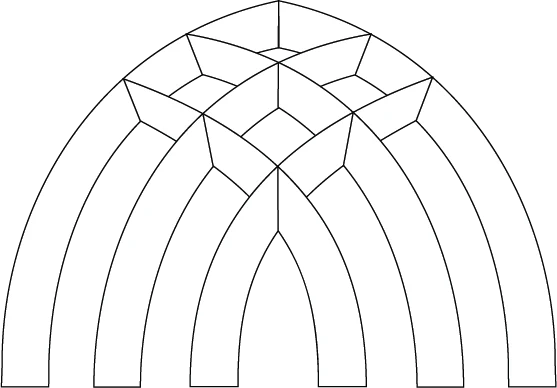 Geometric Arch Pattern A geometric design featuring multiple arches in an overlapping pattern, creating a sense of depth and intricacy.
