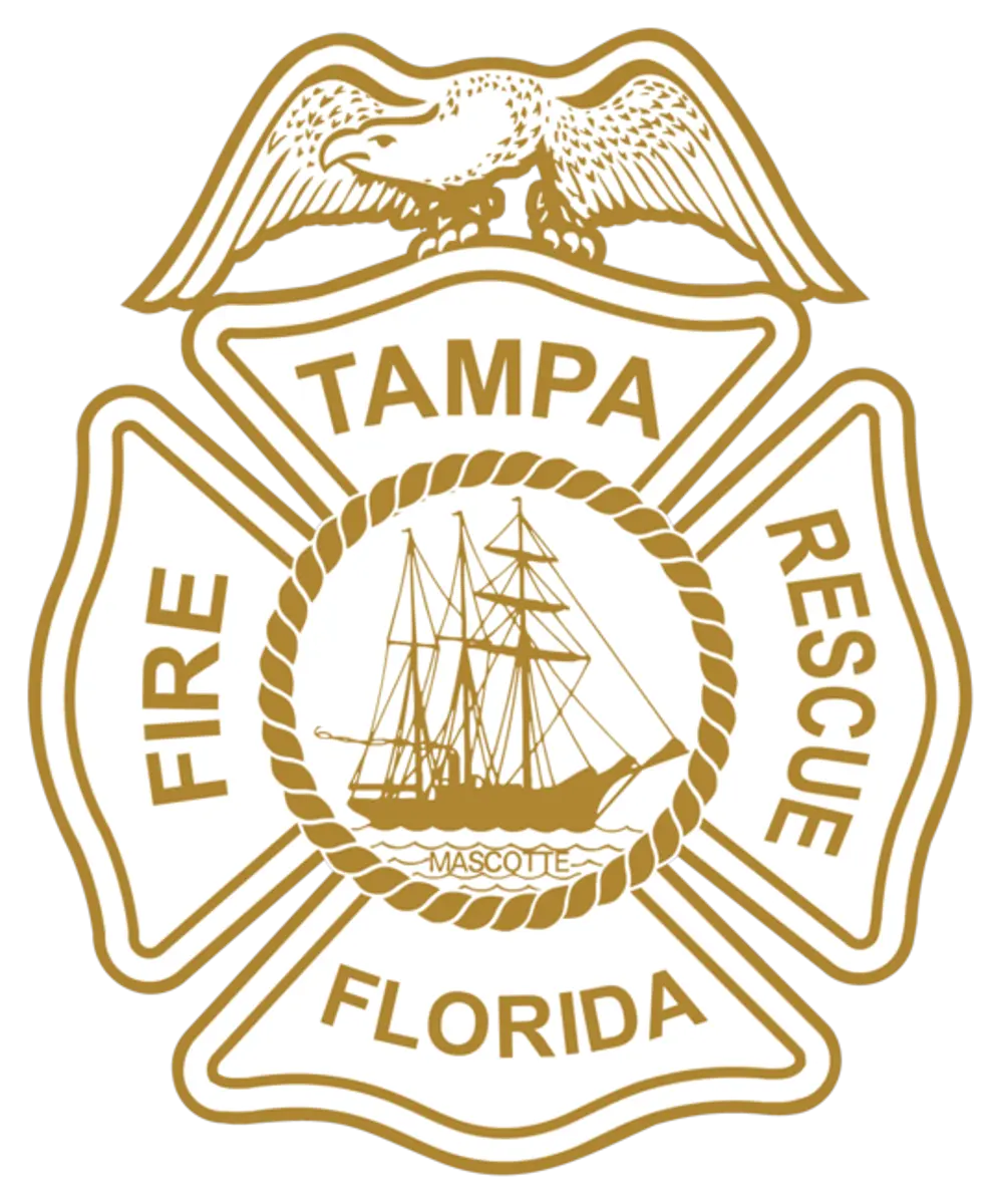 Emblem of Tampa Fire Rescue featuring a ship and an eagle.