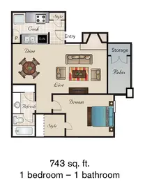 1 Bed | 1 Bath | 743 SQFT